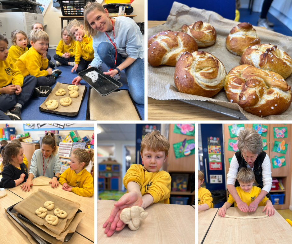 Pretzel making in Reception