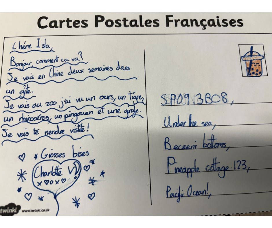 Year 5 French postcard